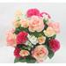 Artificial Spring Flower Bush 24 Stem Rose/ Carnation Mixed Bush ABN1B018-HOT-PNK
