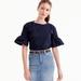 J. Crew Tops | J.Crew Navy Blue Ruffle Puff Sleeve Top Size Medium Nwt | Color: Blue | Size: M