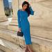 Zara Dresses | New Zara Cut Out Knit Electric Blue Midi Pointelle Dress 8689/012 Medium | Color: Blue | Size: M