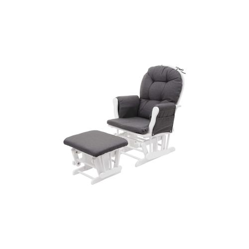 Relaxsessel HWC-C76, Schaukelstuhl Sessel Schwingstuhl mit Hocker ~ Stoff/Textil, dunkelgrau, Gestell weiß