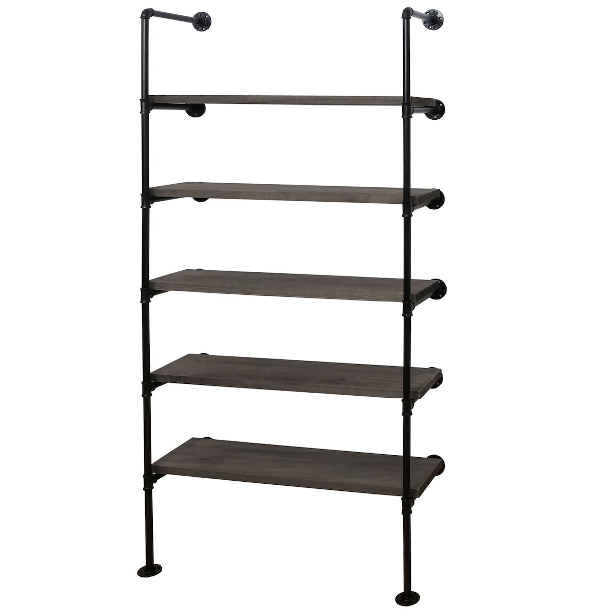 Mendler Standregal HWC-C45, Wohnregal Bücherregal Ablageregal, Industriedesign Holz Metall, 165x80x28cm ~ grau-braun Image