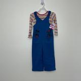 Disney Matching Sets | Disney Junior Minnie Girl 4t Overalls 2 Pc Set Blue With Striped Long Sleeve Top | Color: Blue | Size: 4tg