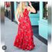 Free People Dresses | Free People Intimately Garden Party Red Floral Maxi With Tie Straps. Size Xs. | Color: Blue/Red | Size: Xs