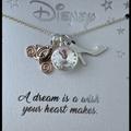 Disney Jewelry | Disney Cinderella Slipper Coach Crystal 3 Charms Necklace 18" Engraved New Box | Color: Gold/Silver | Size: Os