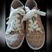 Michael Kors Shoes | Michael Kors Tan / Gold Sneakers Girl's Size 3 | Color: Tan | Size: 3g