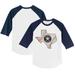 Toddler Tiny Turnip White/Navy Houston Astros State Outline 3/4-Sleeve Raglan T-Shirt