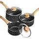 MICHELANGELO Saucepan Set with Lid, Nonstick Sauce Pan with Lid 1.5QT+2QT+3QT, Small Pots with Lid, Granite Coating Sauce Pans, Nonstick Sauce Pot Set 3Pcs