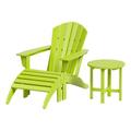 Portside 3-Piece Set Classic Adirondack Chair with Ottoman and Round Side Table
