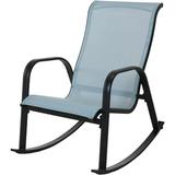 Grand Patio Outdoor Rocking Chair for Porch All-Weather Rocker Chair for Patio with Steel Frame Sling Textile Lounge Chair for Patio Balcony Garden Backyard Blue