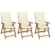 Walmeck Folding Patio Chairs 3 pcs with Cushions Solid Acacia Wood