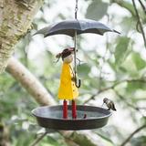 Scnor Bird Feeder on Clearance- Novel Feeder Metal Hanging Chain Girl and Umbrella Bird Feeder