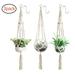 Plant Hanger Indoor Hanging Planter Basket with Wood Beads Decorative Flower Pot for Indoor Outdoor Home Decor White 3PCS