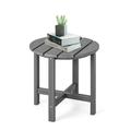 Vicamelia Outdoor Side Table Small Round Table Weather-Resistant HDPE Adirondack Table for Patio Poolside Garden Gray
