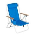 QXDRAGON Portable Backpack Beach Chair Folding Recliner Lounge with Cup Holder and Adjustable Headrest Blue
