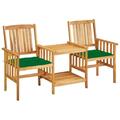 Walmeck Patio Chairs with Tea Table and Cushions Solid Acacia Wood