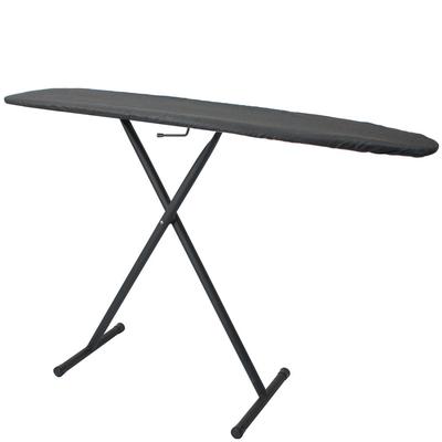 Hospitality 1 Source IHBCDSF21 Full Size Ironing Board w/ Charcoal Cotton Cover - 53"L x 14"W x 36"H, Black Steel Legs, Gray