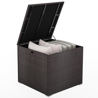 Costway 72 Gallon Rattan Outdoor Storage Box with Zippered Liner and Solid Pneumatic Rod