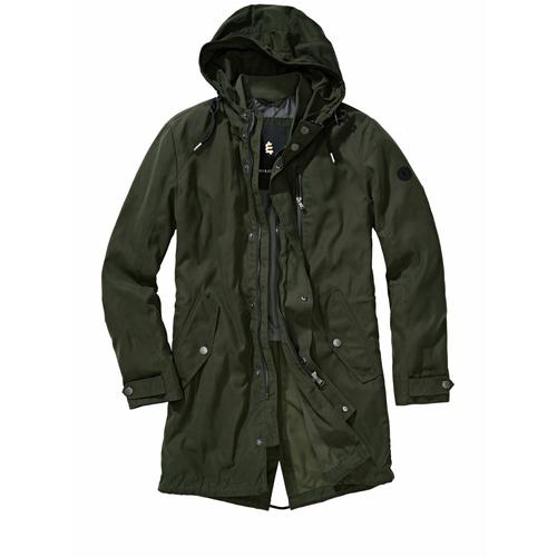 Mey & Edlich Herren langer Anorak Regular Fit Gruen einfarbig