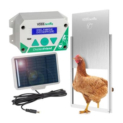 SET VOSS.farming "ChickenFriend" automatische Hühnerklappe + Tür 300x400mm + Solar Akku Set Image