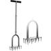 WaLensee Lawn Aerator Spike Metal Manual Dethatching Soil Aerating Lawn with 15 Iron Spikes, Pre-Assembled Grass Aerator Tools