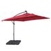 8.5 Feet Solar Powered Push-Button Tilt Cantilever Patio Umbrella with Base