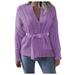 iOPQO Cardigan For Women Cardigan Sweaters For Women Women Casual Solid Knit Button Long Sleeve With Buckle Waist Cardigan Womens Sweaters Coats For Women Womens Fall Tops Purple M