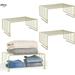 Modern Versatile Metal Closet Cabinet Organizer Storage 2-Tier Shelf Divider Separator for Bedrooms Bathrooms Entryways Hallways Kitchen Pantry Office Easy Install 4 Pack - Soft Brass