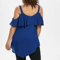 Dtydtpe 2024 Clearance Sales Tank Top for Women Plus Size Cold Shoulder Camis Bow Asymmetric Chiffon Ruffles Tops Tee Plus Size Tops for Women