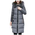 Dtydtpe Clearance Sales Winter Coats for Women Winter Down Padded Jacket Slim Waist Belt Mid-Length Waist Hooded Collar Padded Jacket Womens Long Sleeve Tops