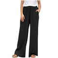 iOPQO shorts for women White Linen Pants For Women Tightness Trousers Pocket Casual Plus Size Pants Women s Casual Pants Black M