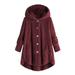 Dtydtpe Clearance Sales Cardigan for Women Plus Size Button Plush Hooded Loose Cardigan Wool Coat Winter Jacket Womens Long Sleeve Tops Winter Coats for Women