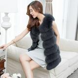 PIKADINGNIS Luxury Faux Fox Fur Vest Coats Women Autumn Winter Thick Warm Faux Fur Coat Korean Slim Sleeveless Plush Jacket Female
