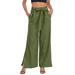 XINSHIDE Ladies Pants Solid Color Mid Waist Full Leisure Wide-Leg Pants Women Pants Trendy