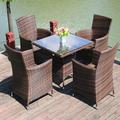 Wildon Home® Colletti Square 4 - Person 31.5" Long Outdoor Dining Set w/ Umbrella Glass/Wicker/Rattan in Brown | 31.5 W x 31.5 D in | Wayfair