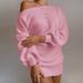 PIKADINGNIS Casual Knit Mini Dress Women Autumn Winter Sweaters Balloon Long Sleeve Knitwear Womens Dresses Loose Jersey Pullover