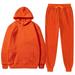 iOPQO shorts for women Women Hoodies Sweatsuit Long Sleeve Hooded Matching Joggers Sweatpants 2 Piece Tracksuit Sets Women s Trousers Suit Orange 3XL