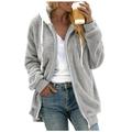 Dtydtpe Clearance Sales Shacket Jacket Women Solid Color Sweatershirt Hooded Pullover Warm Wool Plush Coat Zipper Womens Long Sleeve Tops Winter Coats for Women