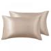 Final Clearance! Satin Pillowcase for Hair and Skin- Khaki Silk Pillowcase 2 Pack 20x40 inches - Satin Pillow Cases Set of 2 with Envelope Closure