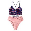 Ladies Swim Wear 1 Piece Swimsuits for Women Skirt Suit Set for Women Floral Swimsuit Beachwear Women Crisscross Guard Women plus Size Short Sleeve Loose Fit Women S Swim Shorts Top Swim Top