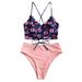 Ladies Swim Wear 1 Piece Swimsuits for Women Skirt Suit Set for Women Floral Swimsuit Beachwear Women Crisscross Guard Women plus Size Short Sleeve Loose Fit Women S Swim Shorts Top Swim Top