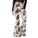 Women Pants Fashion Casual High Waist Cow Printed Trousers Leg Flared Wide Jeans Button Pocket Jeans For Golf Lounge Work