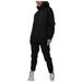 iOPQO shorts for women Women Winter Soild Color Tracksuit Long Sleeve Hoodies Loose Trousers Suit Two Piece Set Lounge Clothing Women s Trousers Suit Black L