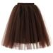 iOPQO Mardi Gras Outfit Mardi Gras Dress skirts for women Womens High Quality Pleated Gauze Knee Length Skirt Adult Tutu Dancing Skirt Skirt Coffee One Size