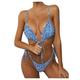 iOPQO Bikini Sets for Women Womens Swimsuits Swimsuit Women Women Bandeau Bandage Bikini Set Push-Up Brazilian Swimwear Beachwear Swimsuit Swimwears Tankinis Set Blue M Micro Bikini Two Piece Swimsuit