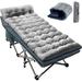 Folding Camping Cot W/Mat for Adults Heavy Duty Outdoor Bed with Carry Bag 1200 D Layer Oxford Travel Camp Cots