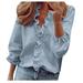 Button up Blouses for Women Raglan Sleeve Tops for Women T-Shirt Print Top V-Neck Solid Dressy Women s Summer Sleeve Ruffle Short Casual Soft Cotton Long Sleeve T Shirt Women Womens Saints Shirt