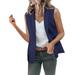 iOPQO cardigan for women Womens Vest Coat Casual Blazers Open Front Sleeveless Work Office Jackets Blazers Women s Blazers Dark blue XL