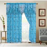 GLORY RUGS Flower Curtain Window Panel Set Luxury Curtains with Attached Valance and Sheer Backing Living Room Bedroom Dining 55x84 Each Balsam Collection (55x84 Blue)