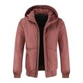 Aayomet Mens Winter Coats Mens Hooded Jackets Mens Fashion Business Solid Stand Collar Leisure Large Zipper Jacket Men Winter Jacket Red 4XL