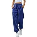 iOPQO Sweatpants Women Yoga Pants Women Women s Bottom Sweatpants Joggers Pants Workout High Waisted Yoga Lounge Pants With Pockets Wide Leg Sweatpants Women Pants for Women Blue Pants S